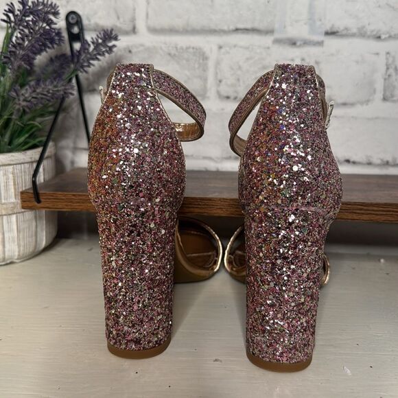 Herstyle Sequins Open Toe Pumps 4” Dress Formal Dance Party Size 7 - Picture 7 of 15